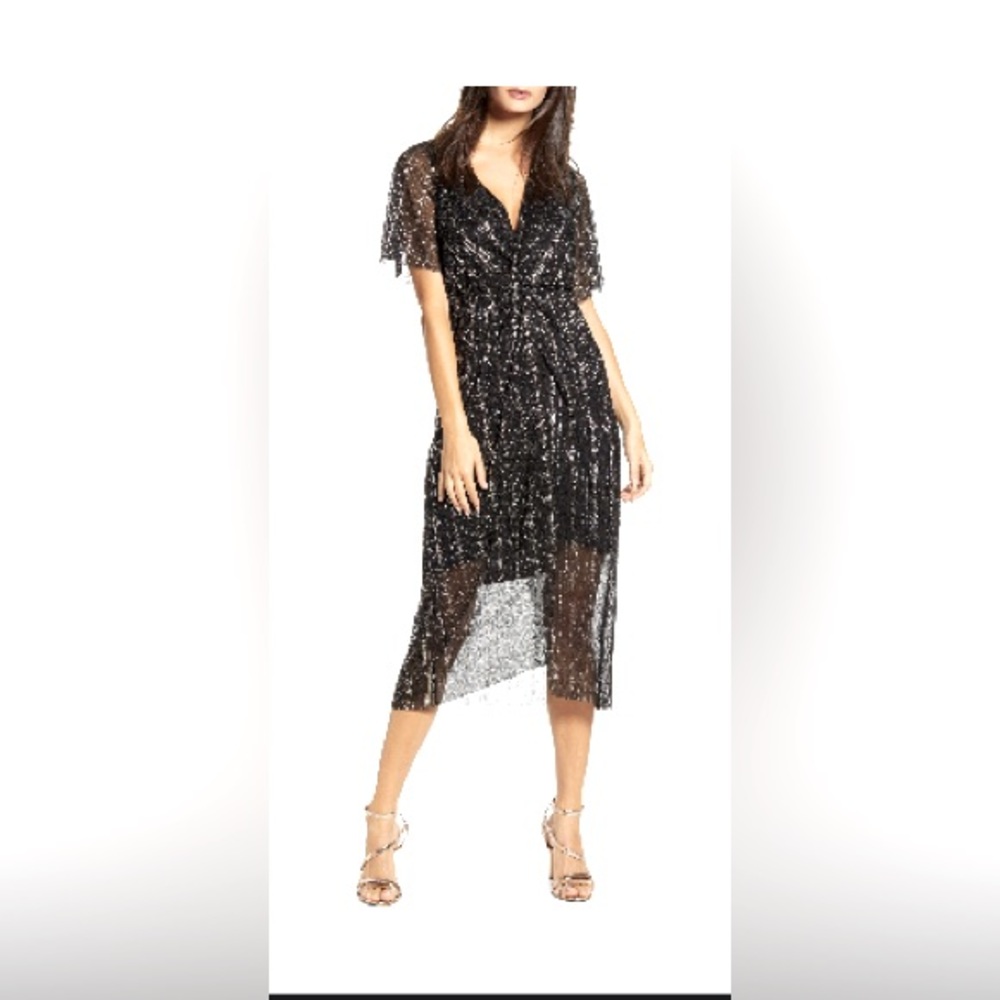 All in Favor Dolman Plisse Midi Dress size L